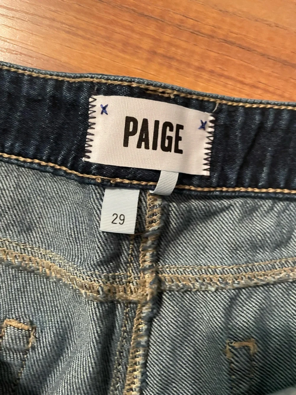 PAIGE Jimmy Jimmy Short Dark Wash Distressed High Waist Cut off - Women's 29 - Picture 3 of 5